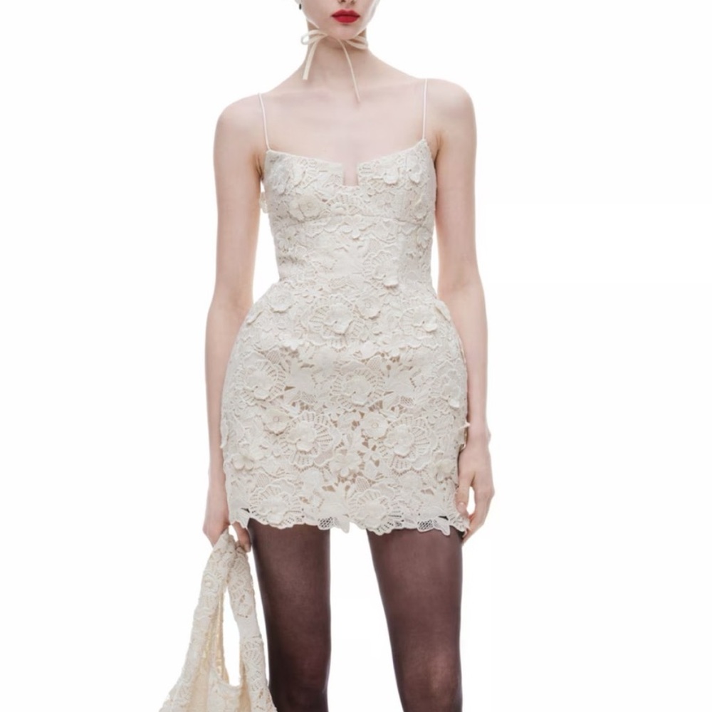 H&M x Magda Butrym White Appliqué Dress